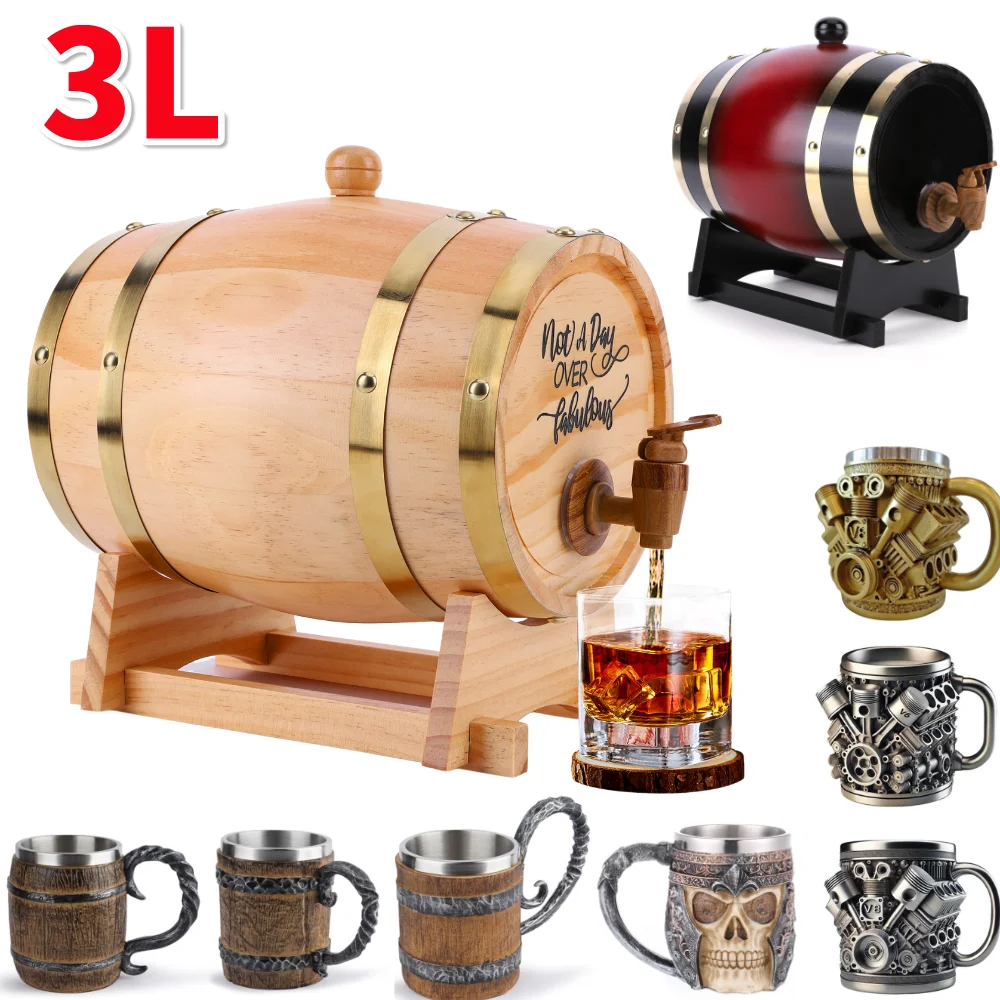 Beer Wine Hobby - 3L Wooden Whiskey Barrel with Stand