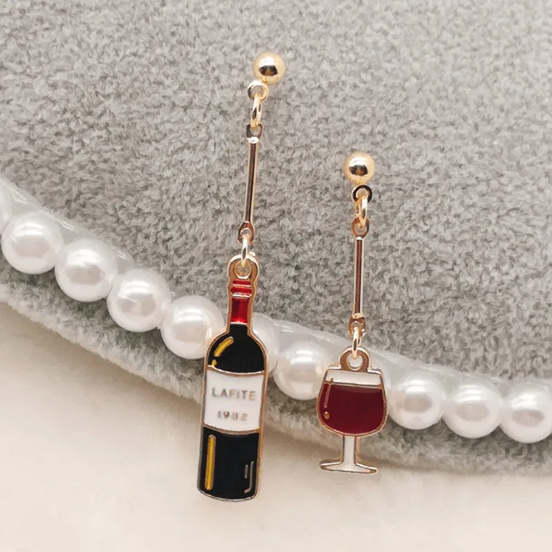 Wine Beer Food - Wine Beer Earrings, Mini Food Earrings,