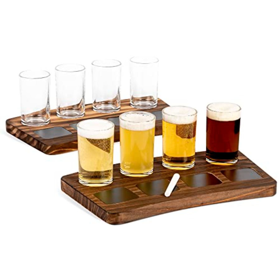 Beer Flight Boards with Glasse - Wine Beer Tasting avaliação e preço