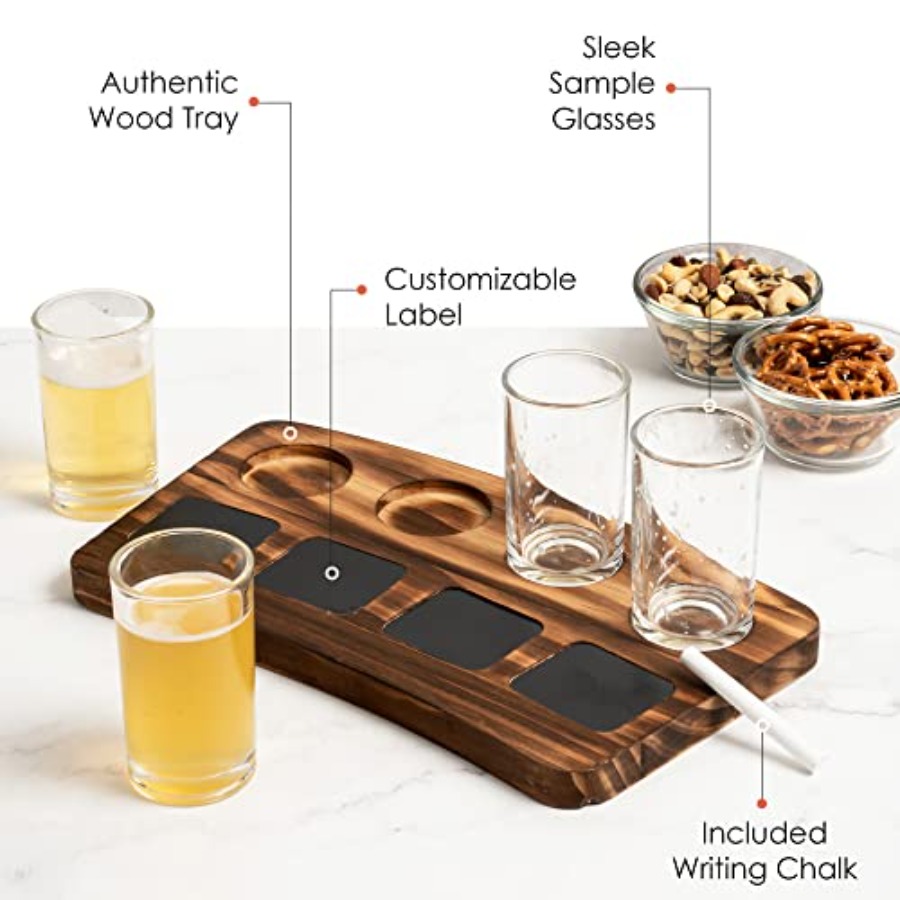 Beer Flight Boards with Glasse - Wine Beer Tasting avaliação e preço
