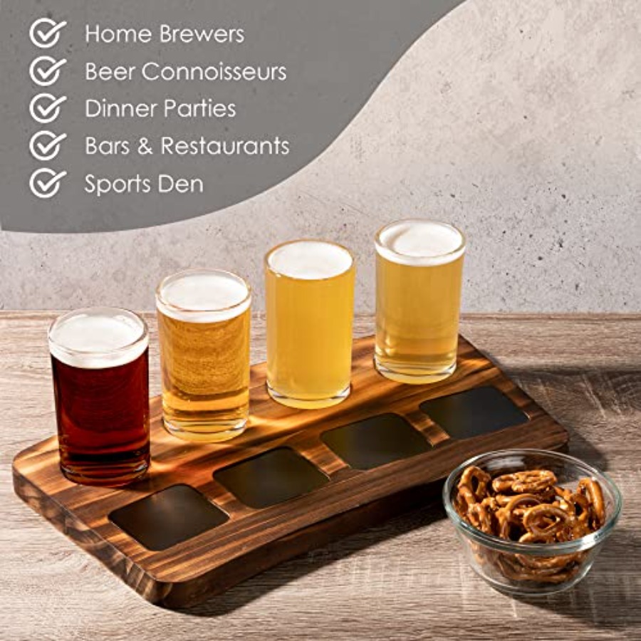 Beer Flight Boards with Glasse - Wine Beer Tasting avaliação e preço