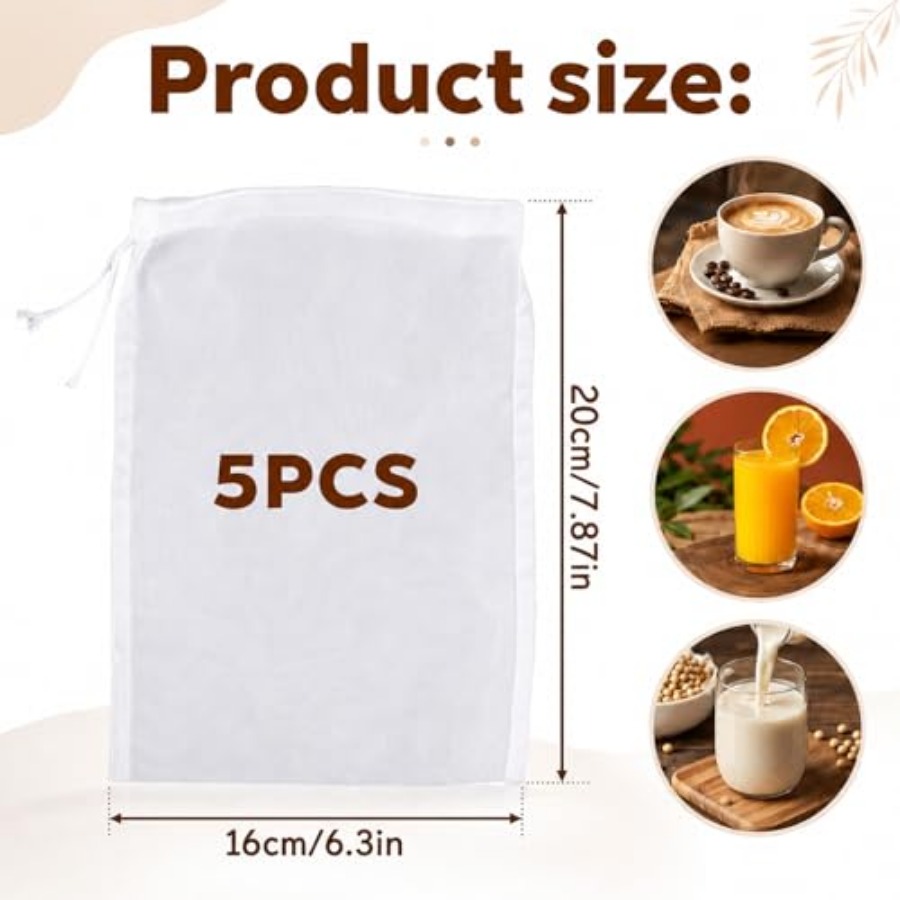 5PCS Nylon Brew Bags, Reusable - Wine Beer And Cider avaliação e preço