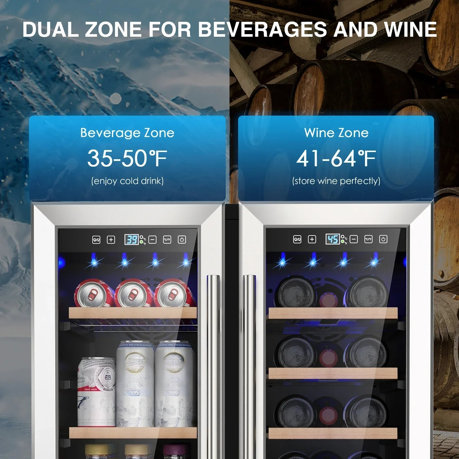 Wine and Beverage Refrigerator - Wine Beer Fridge Dual Zone avaliação e preço