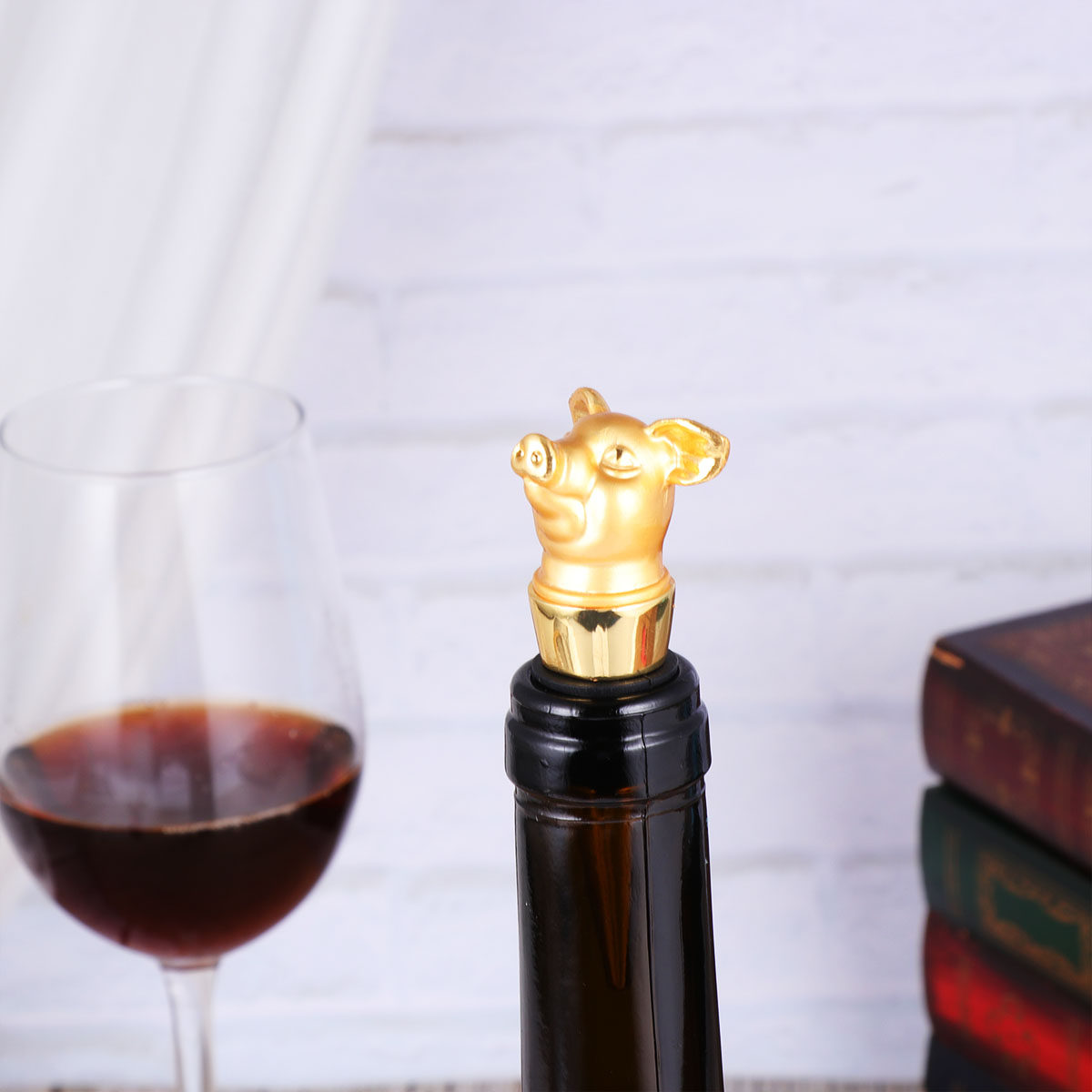 1Pcs Pig-Shaped Alloy Wine Sto - Wine Beer Food avaliação e preço