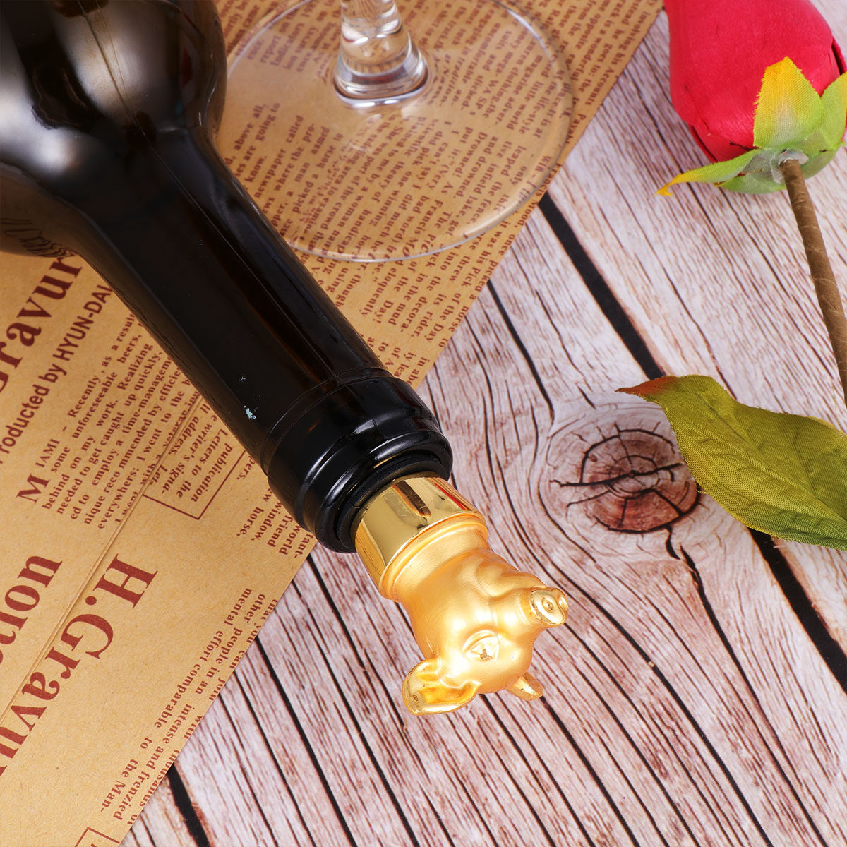 1Pcs Pig-Shaped Alloy Wine Sto - Wine Beer Food avaliação e preço