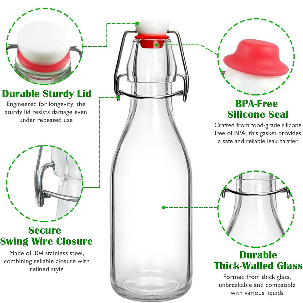 Swing Top Glass Bottles 8.5oz, - Wine Beer Spirits avaliação e preço