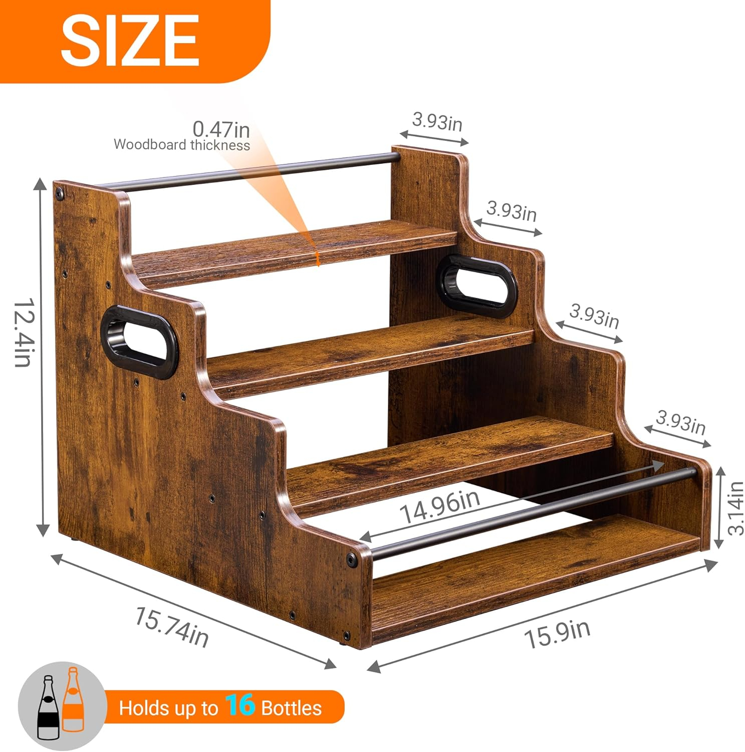 Liquor Bottle Display Shelf, C - Wine Beer Spirits avaliação e preço