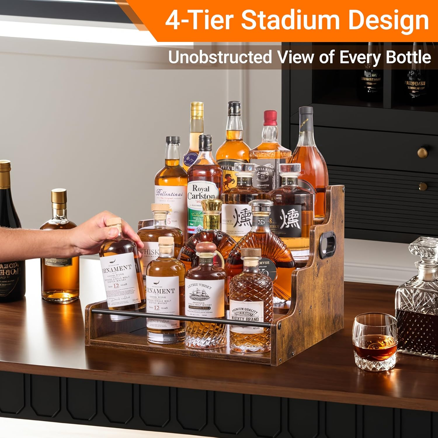 Liquor Bottle Display Shelf, C - Wine Beer Spirits avaliação e preço