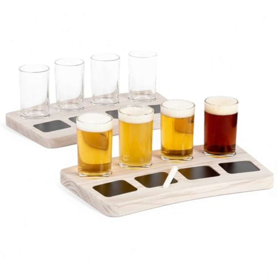 Beer Flight Boards with Glasse - Wine Beer Tasting avaliação e preço