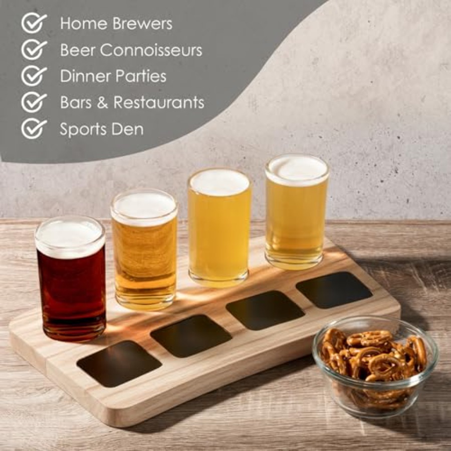Beer Flight Boards with Glasse - Wine Beer Tasting avaliação e preço